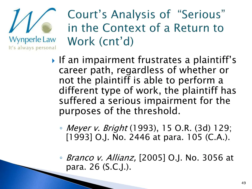 if an impairment frustrates a plaintiff s career