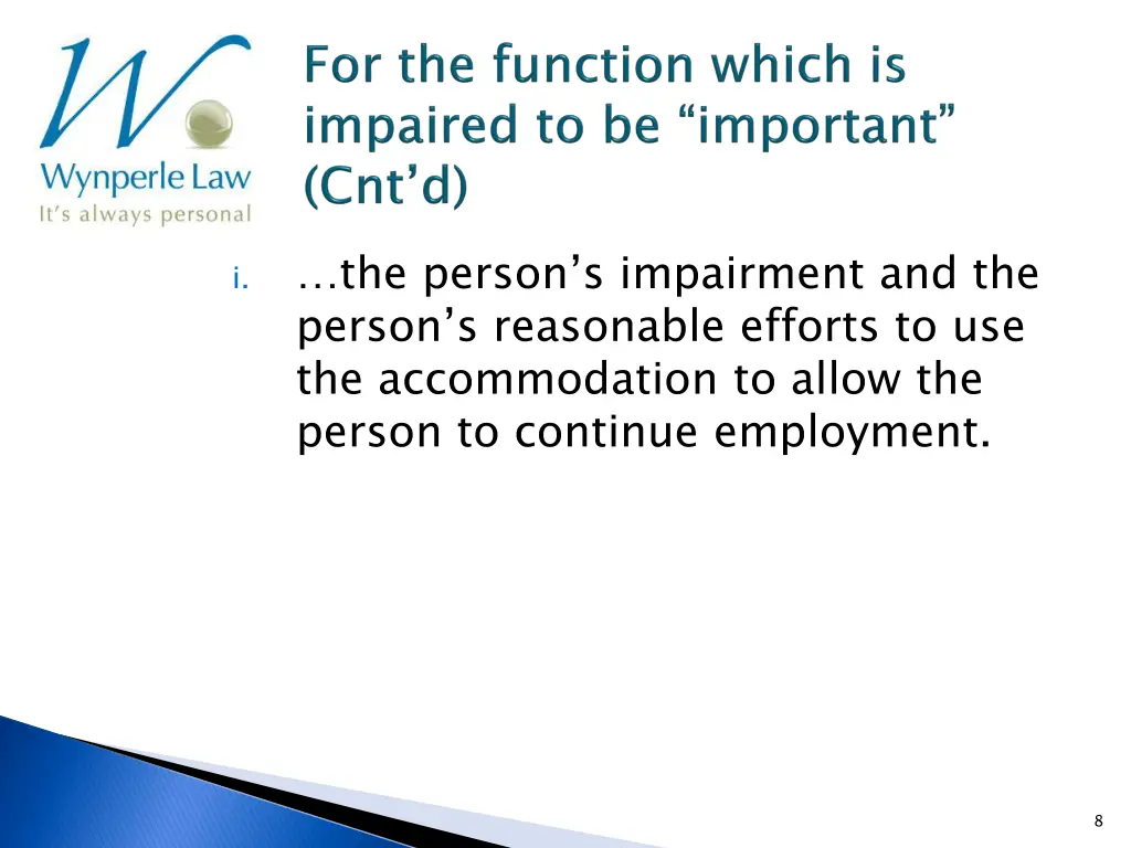 the person s impairment and the person