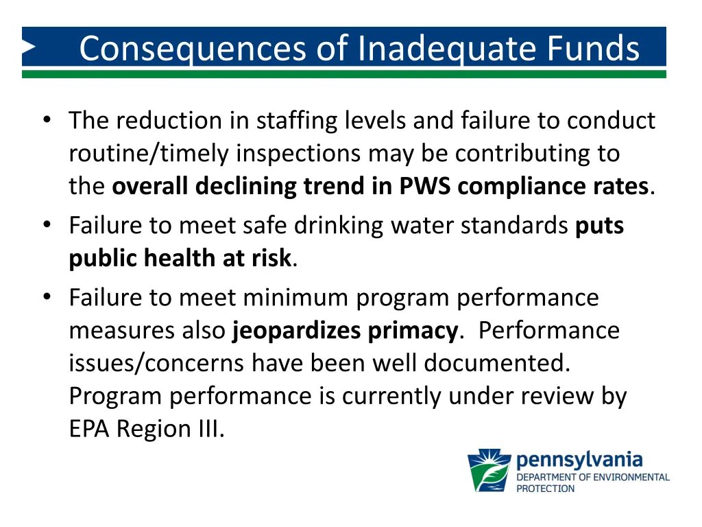 consequences of inadequate funds