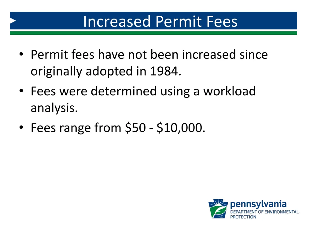 increased permit fees