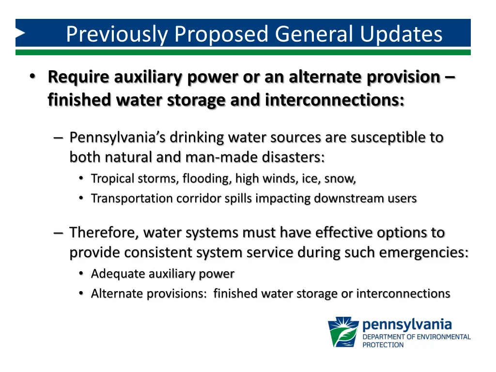 previously proposed general updates 2
