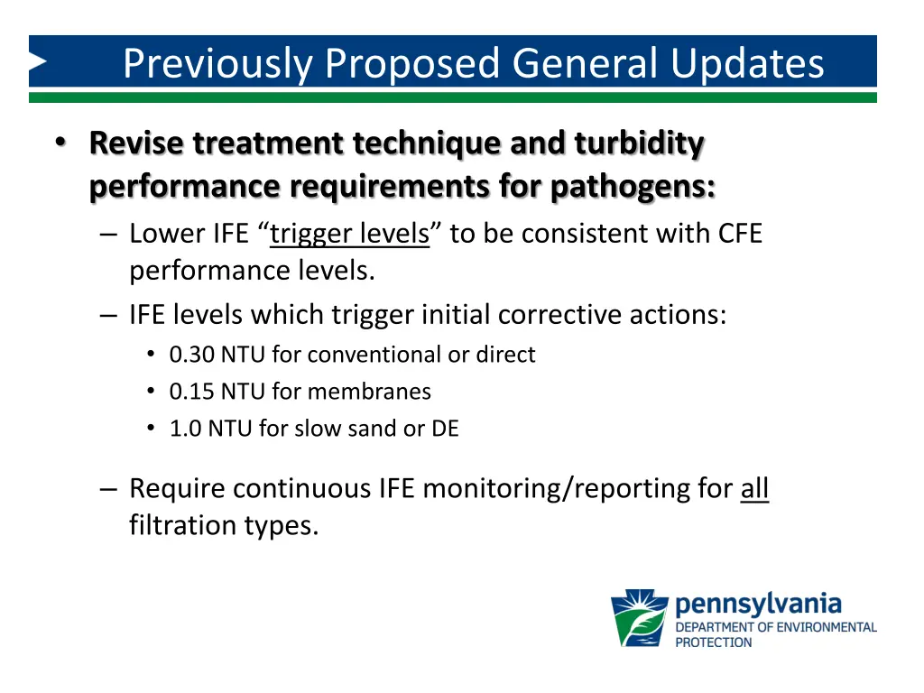 previously proposed general updates 5