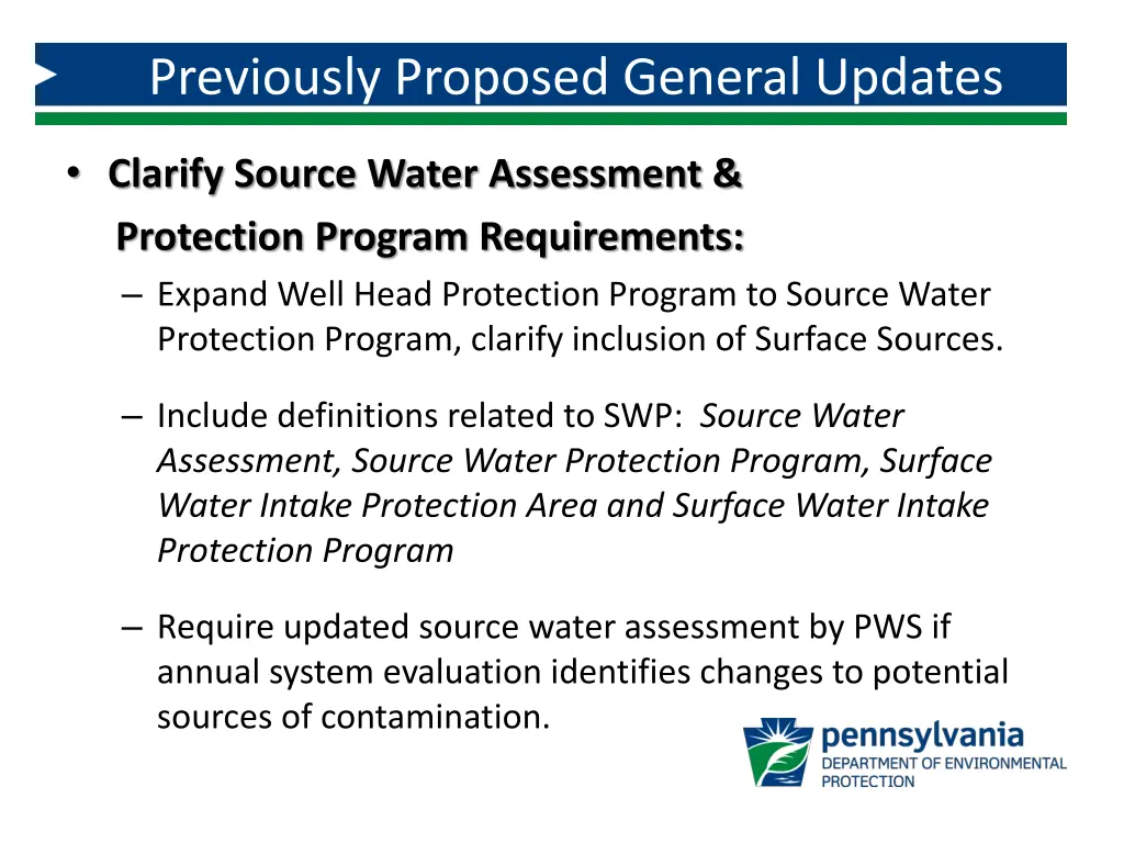 previously proposed general updates