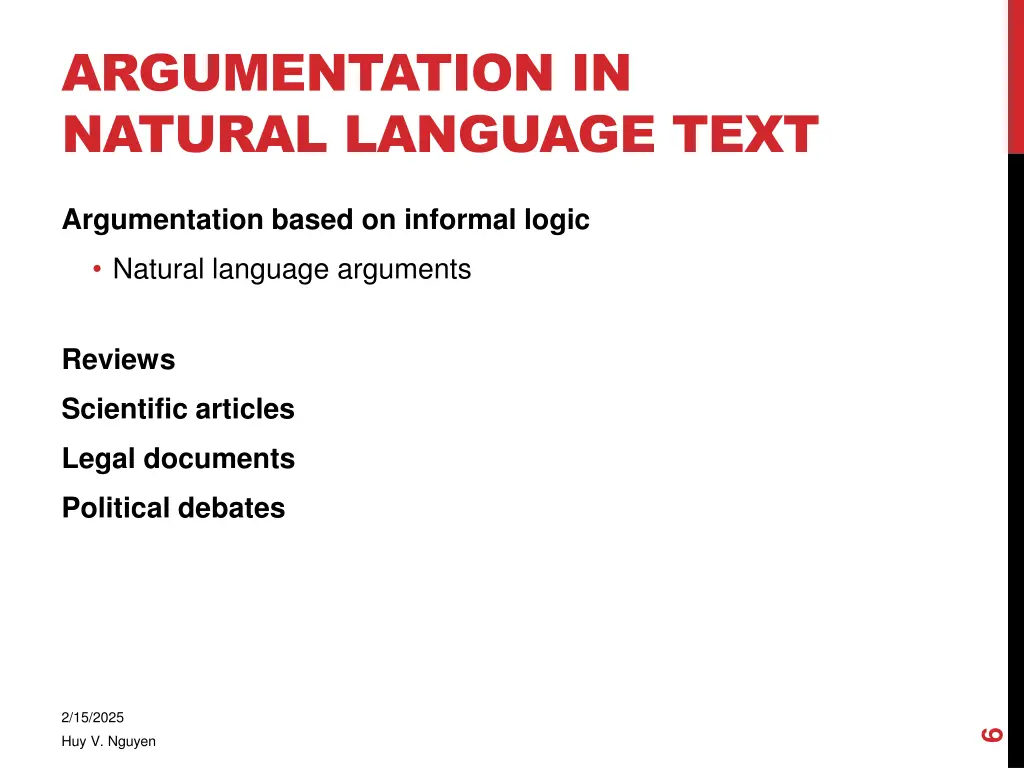 argumentation in natural language text