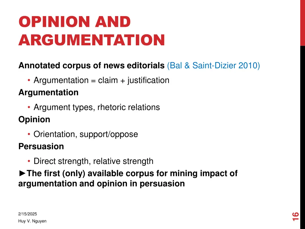 opinion and argumentation