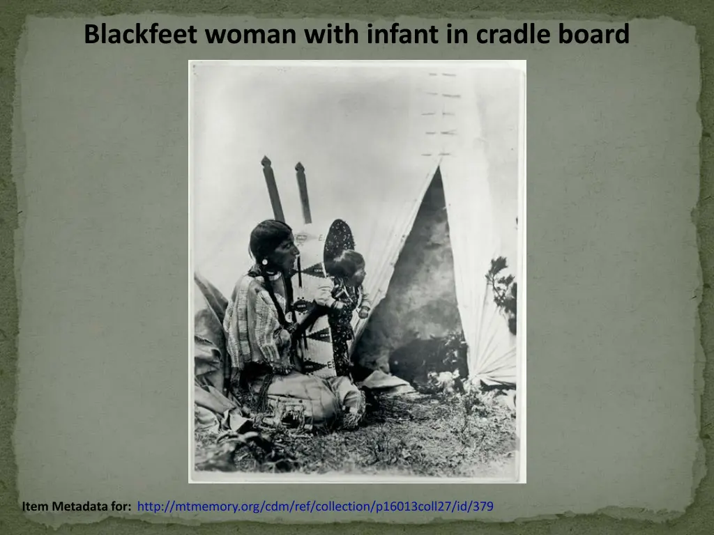 blackfeet woman with infant in cradle board