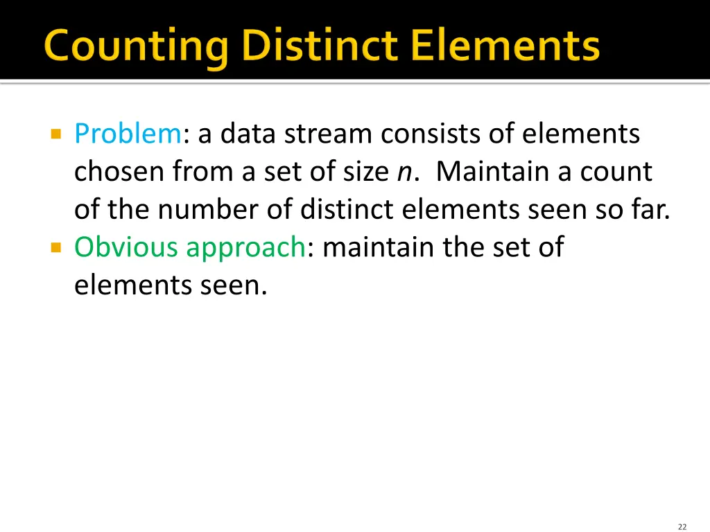 problem a data stream consists of elements chosen