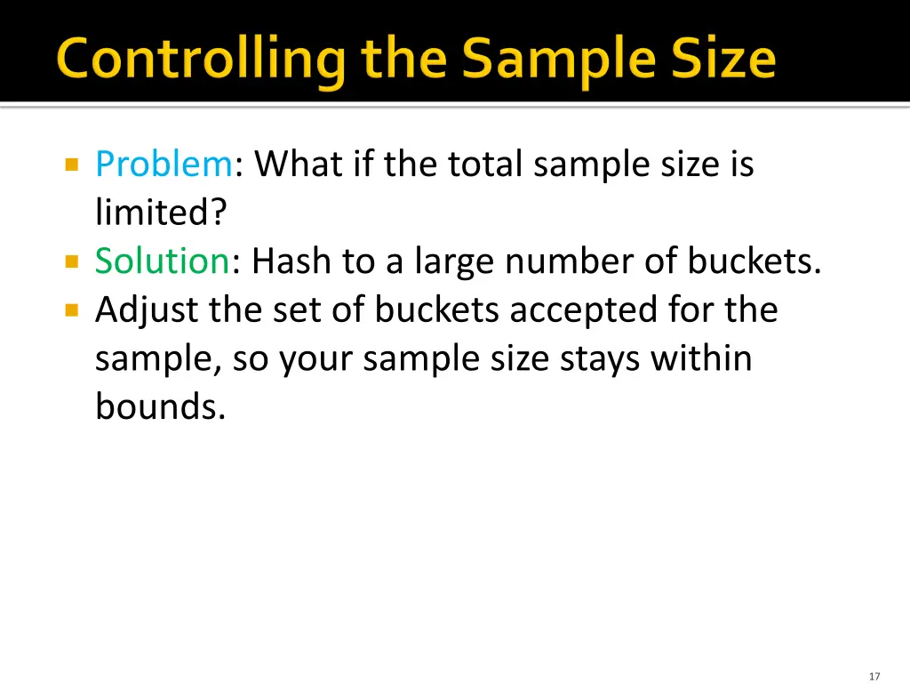 problem what if the total sample size is limited