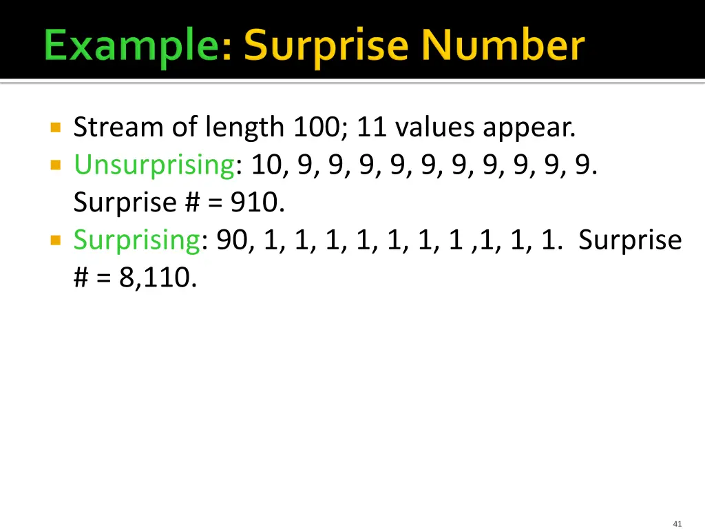 stream of length 100 11 values appear