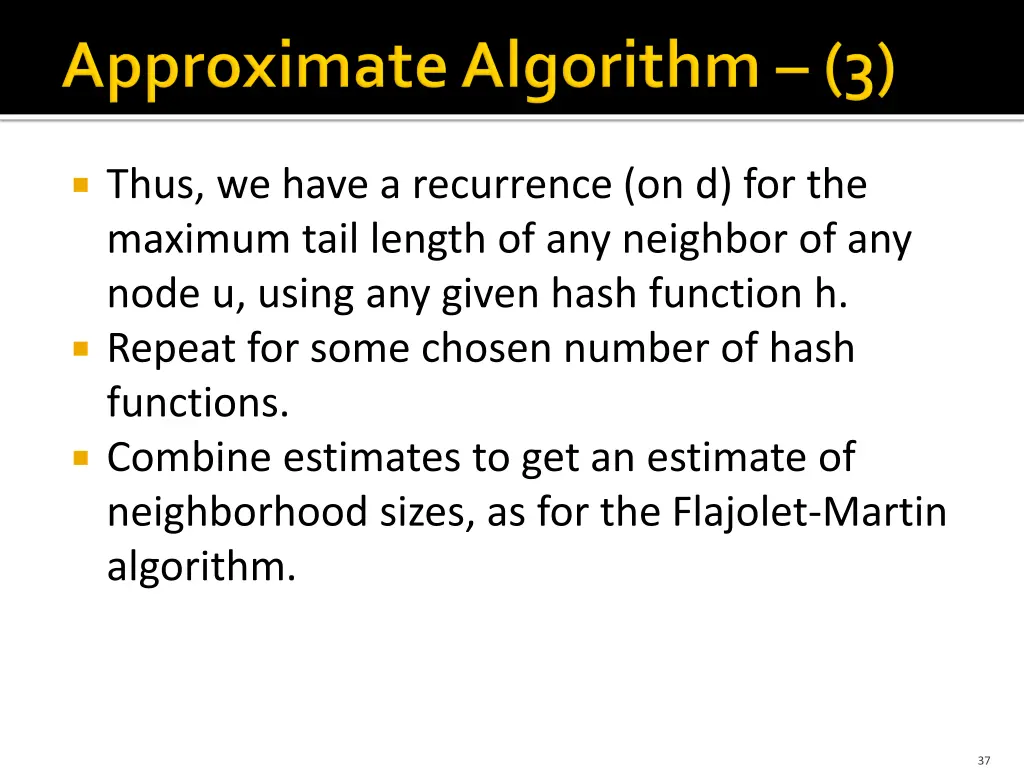 thus we have a recurrence on d for the maximum