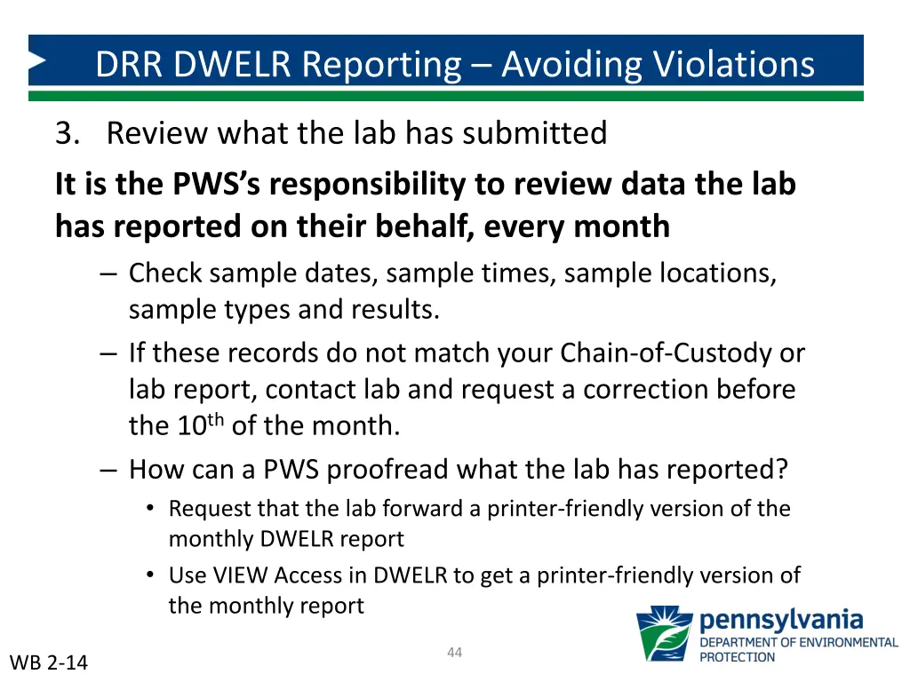 drr dwelr reporting avoiding violations 2