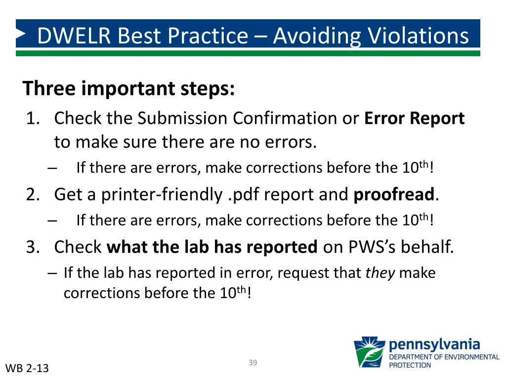 dwelr best practice avoiding violations