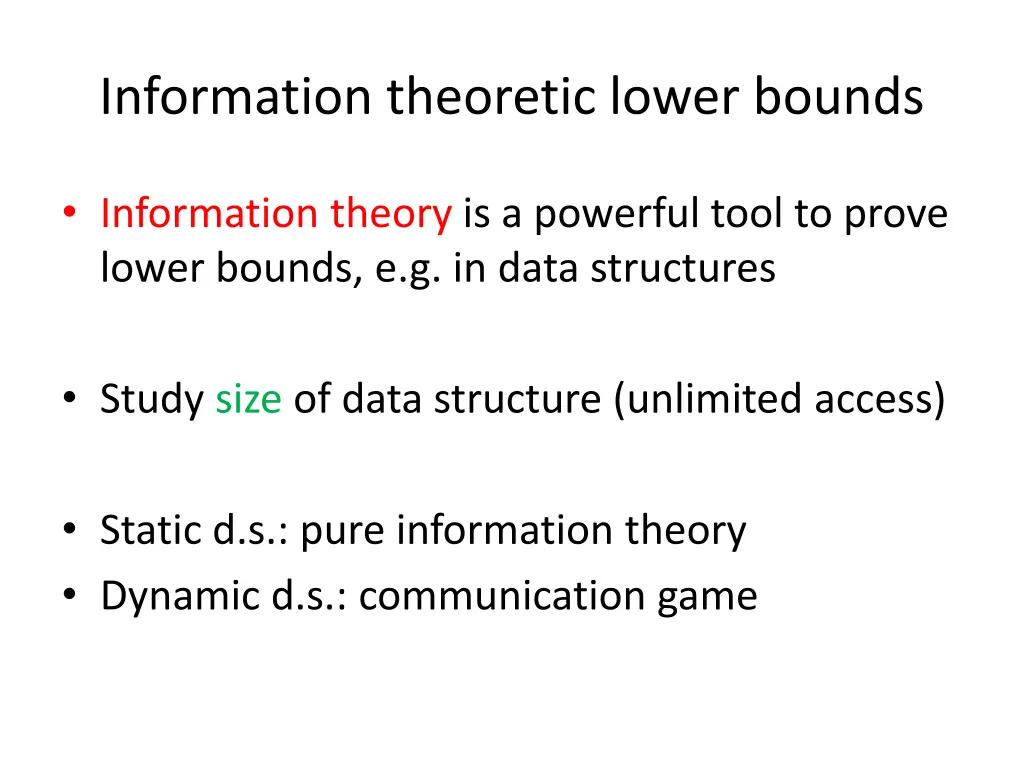 information theoretic lower bounds