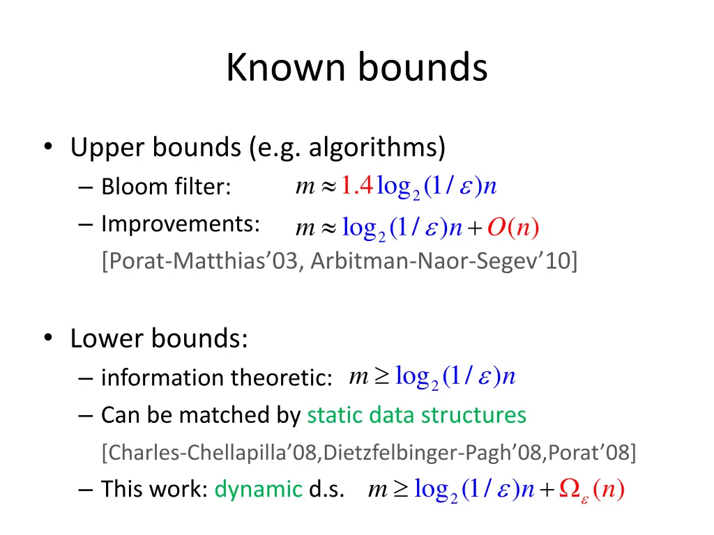 known bounds