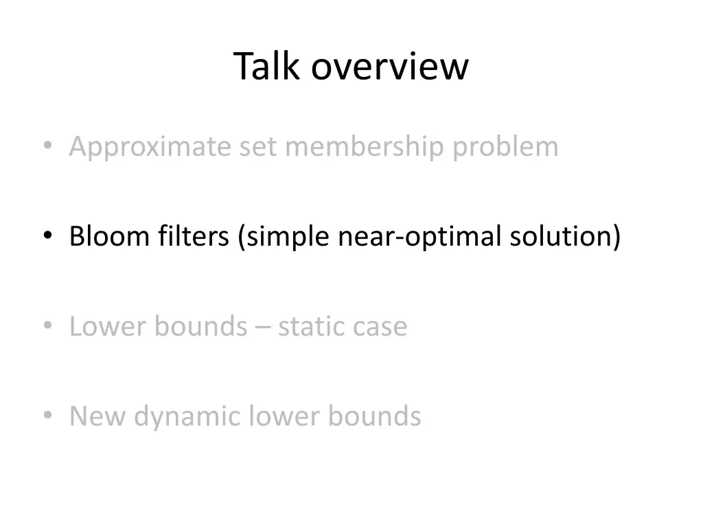 talk overview 2