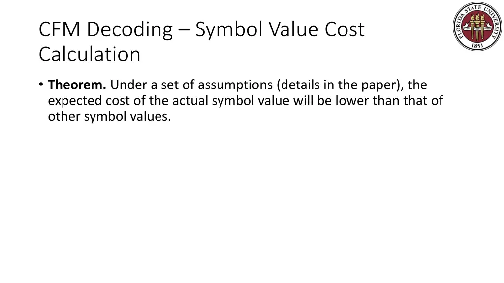 cfm decoding symbol value cost calculation 1