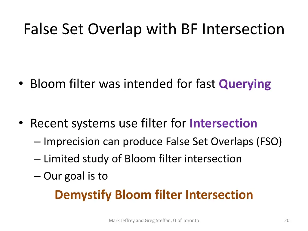 false set overlap with bf intersection