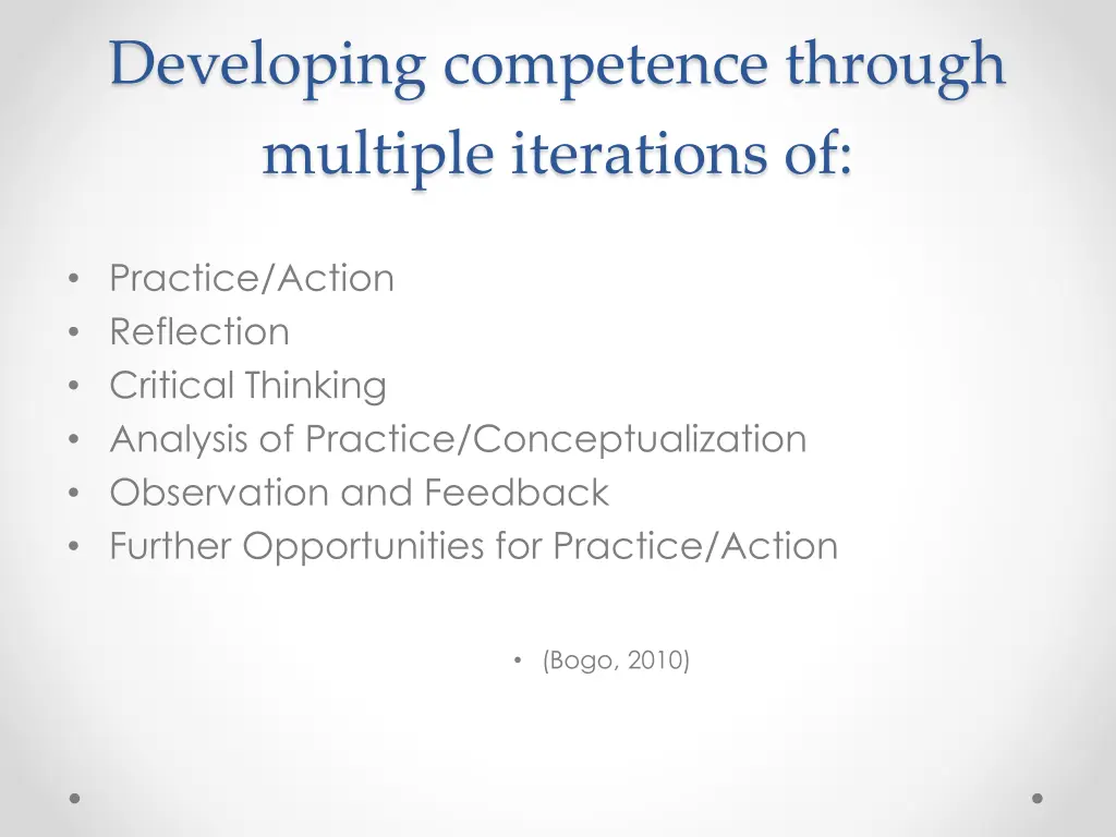 developing competence through multiple iterations