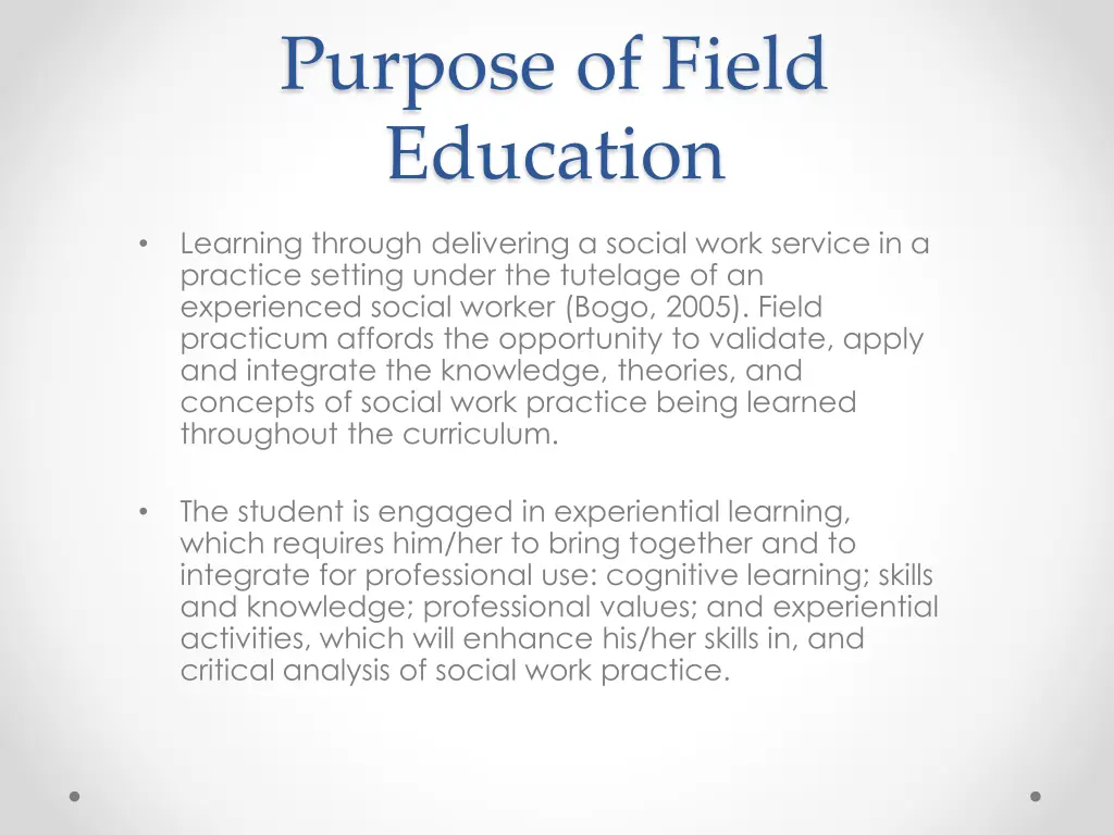 purpose of field education