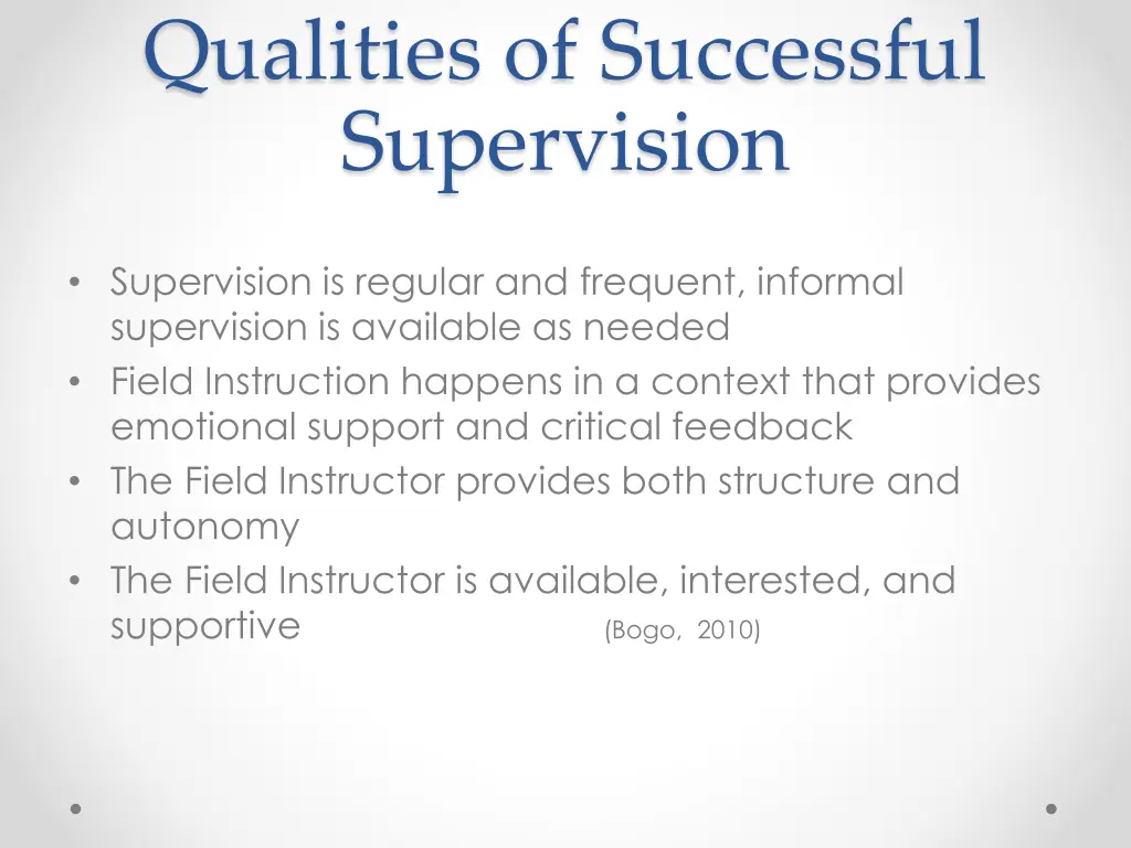 qualities of successful supervision