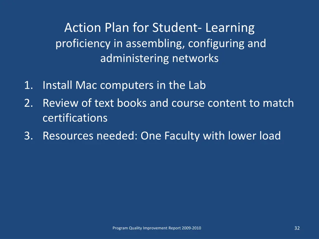 action plan for student learning proficiency