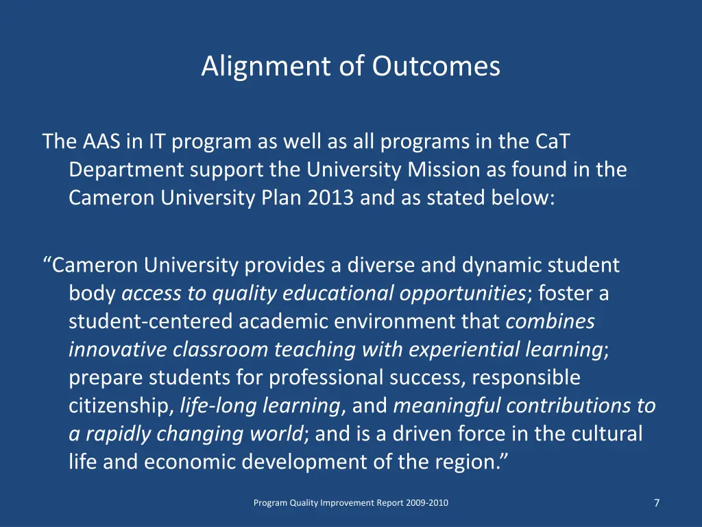 alignment of outcomes
