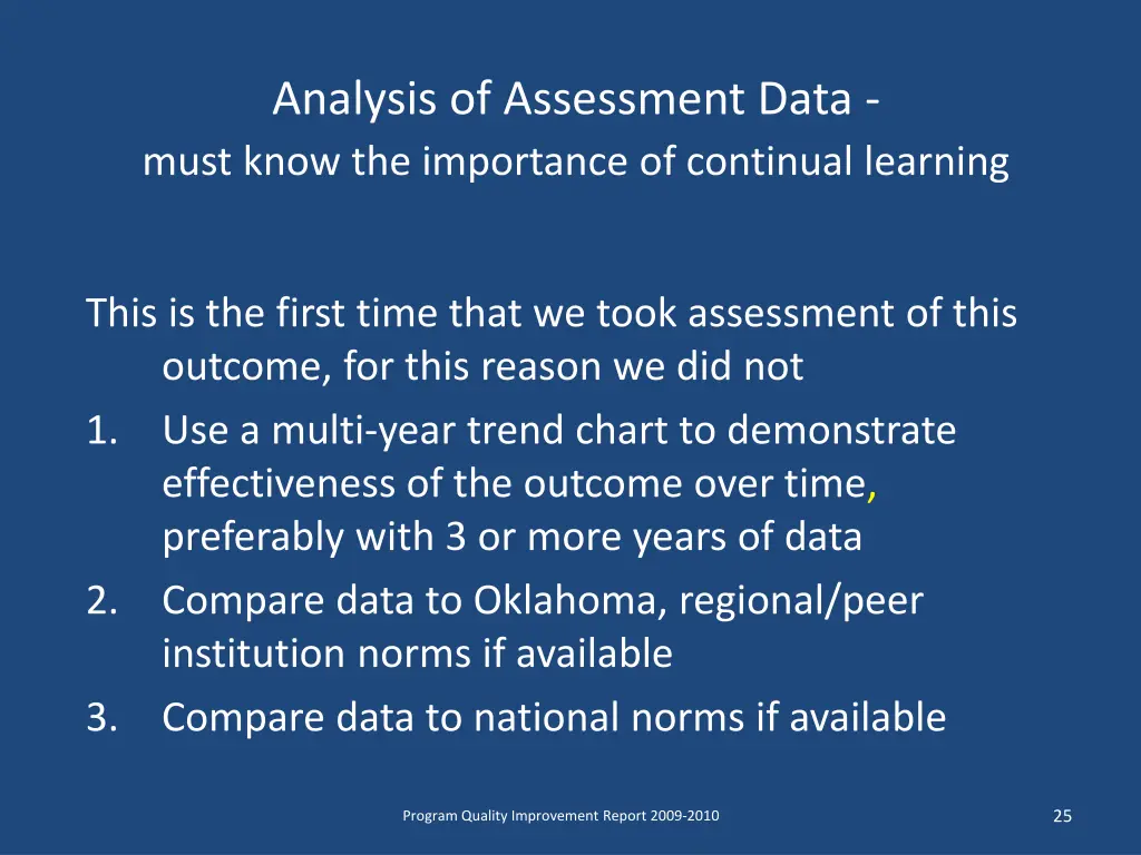 analysis of assessment data must know