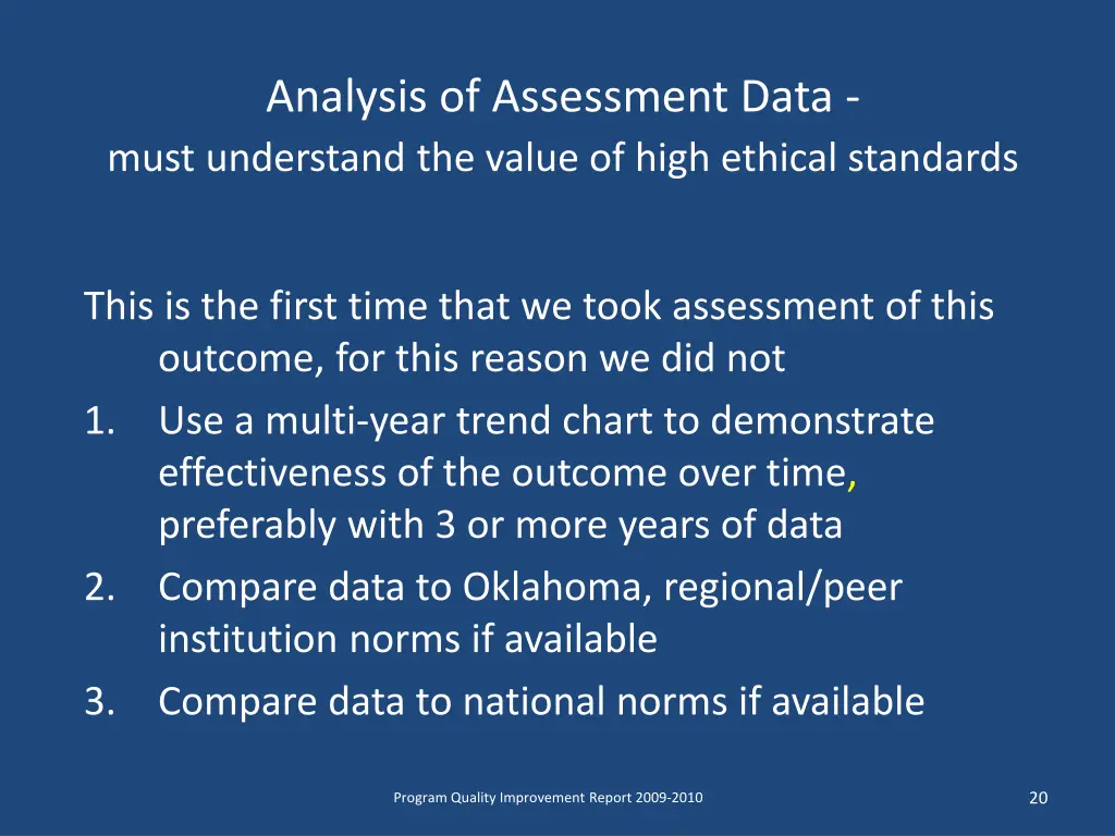 analysis of assessment data must understand