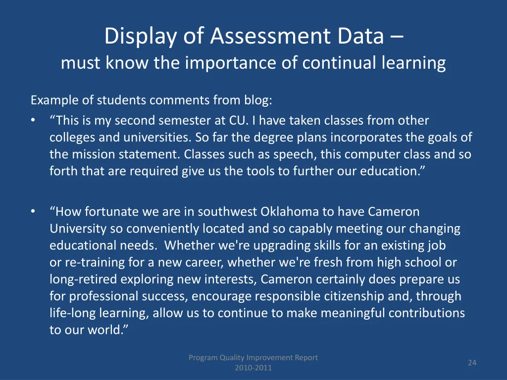 display of assessment data must know 1