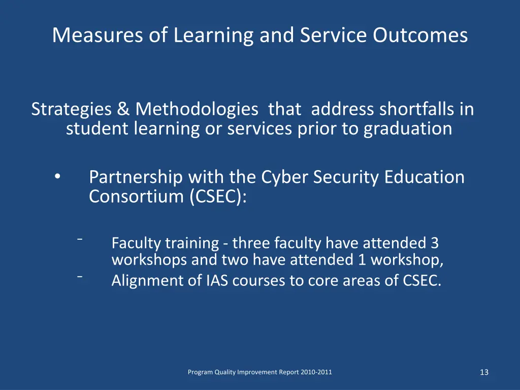measures of learning and service outcomes 2