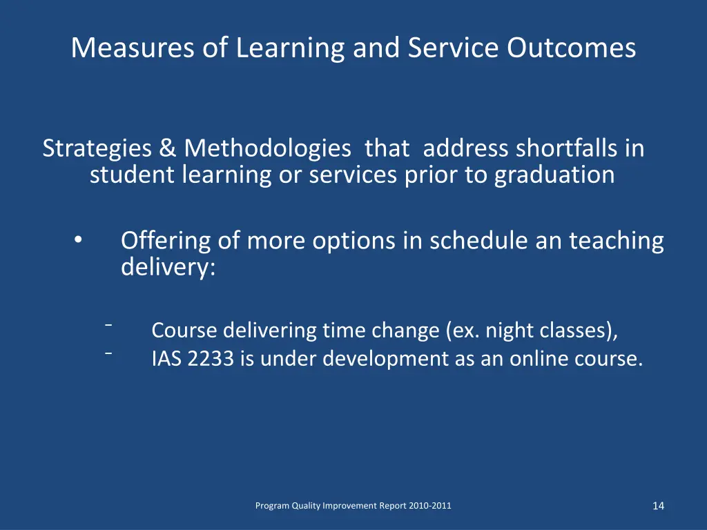 measures of learning and service outcomes 3
