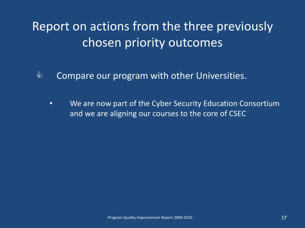 report on actions from the three previously 2