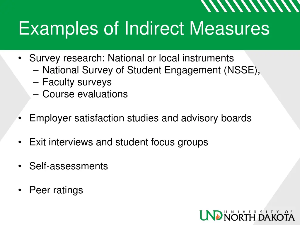 examples of indirect measures