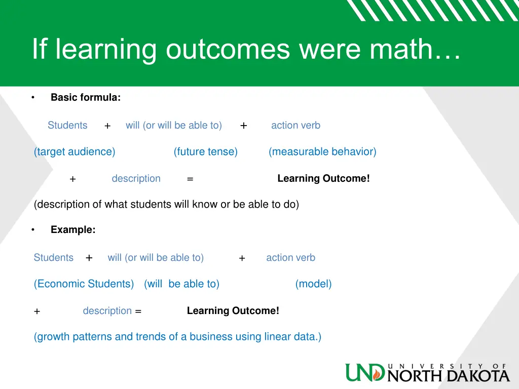 if learning outcomes were math