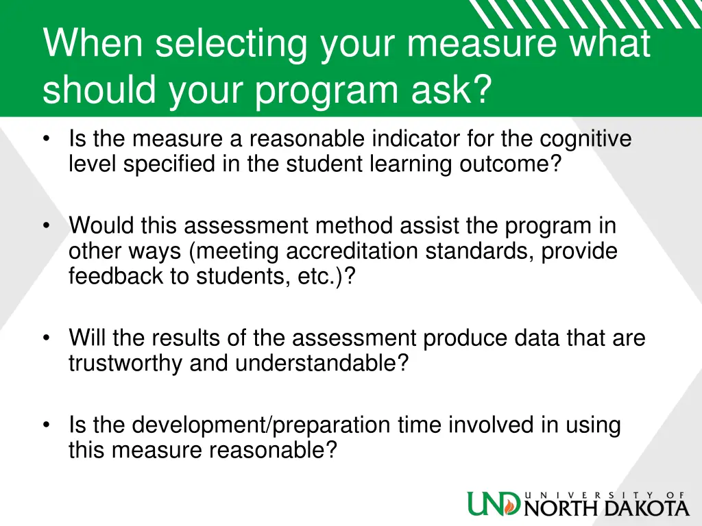 when selecting your measure what should your