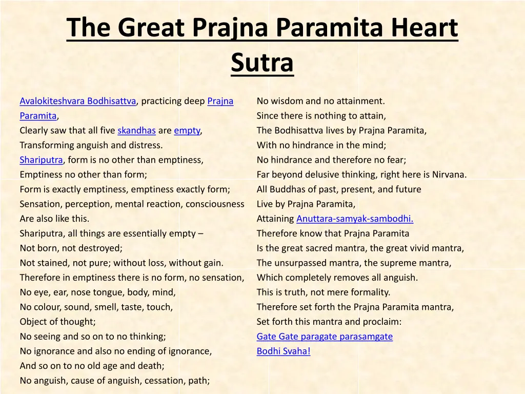 the great prajna paramita heart sutra
