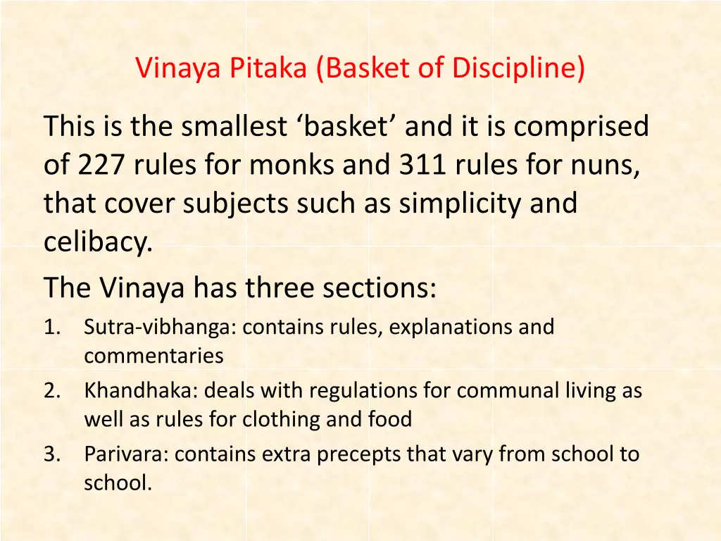 vinaya pitaka basket of discipline
