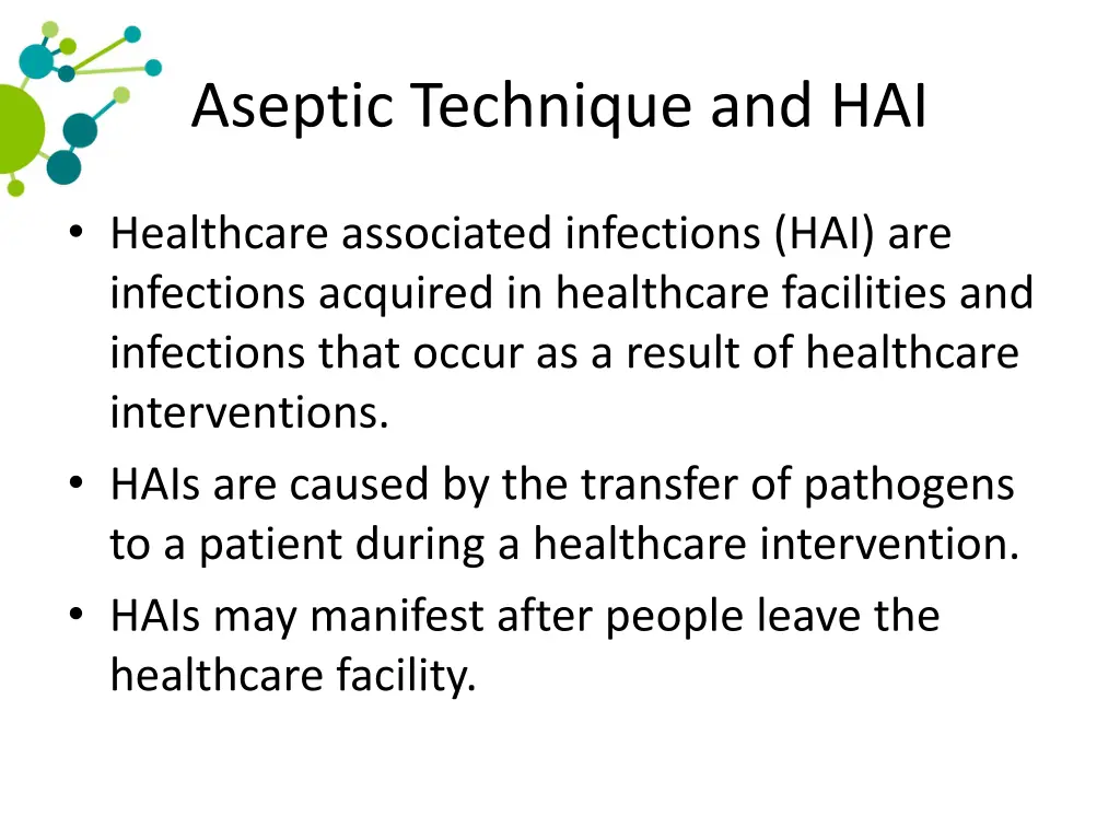 aseptic technique and hai