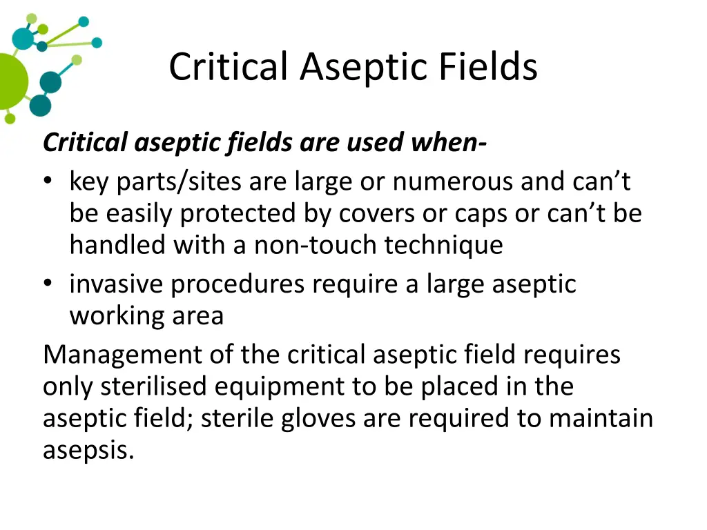 critical aseptic fields