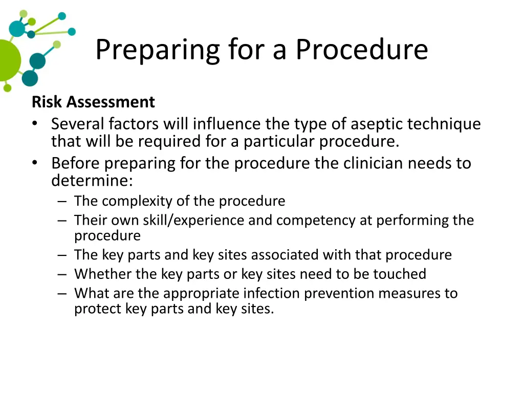 preparing for a procedure