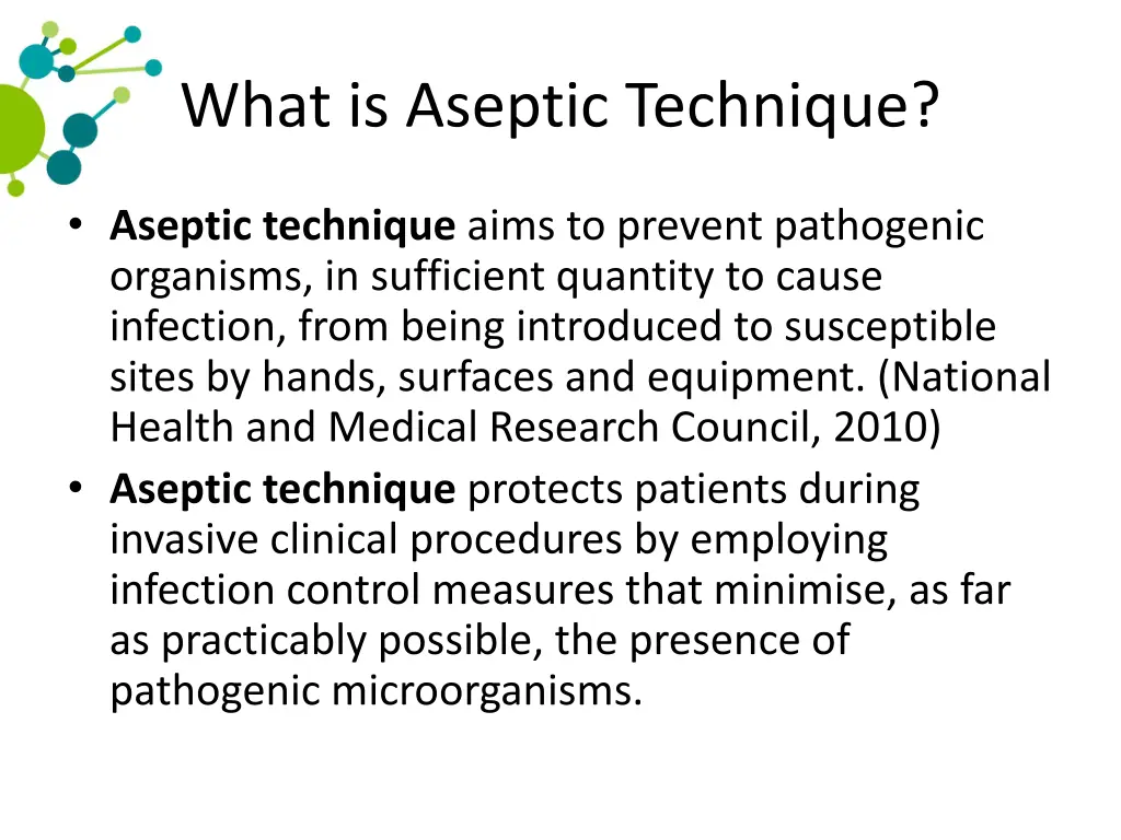 what is aseptic technique