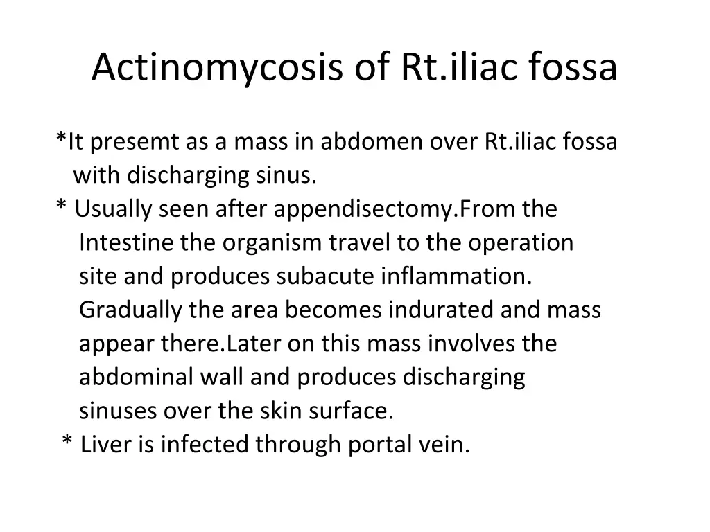 actinomycosis of rt iliac fossa