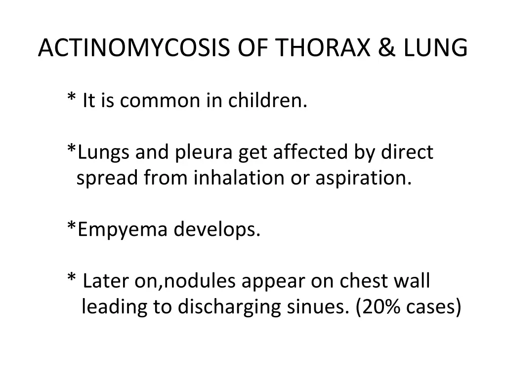 actinomycosis of thorax lung