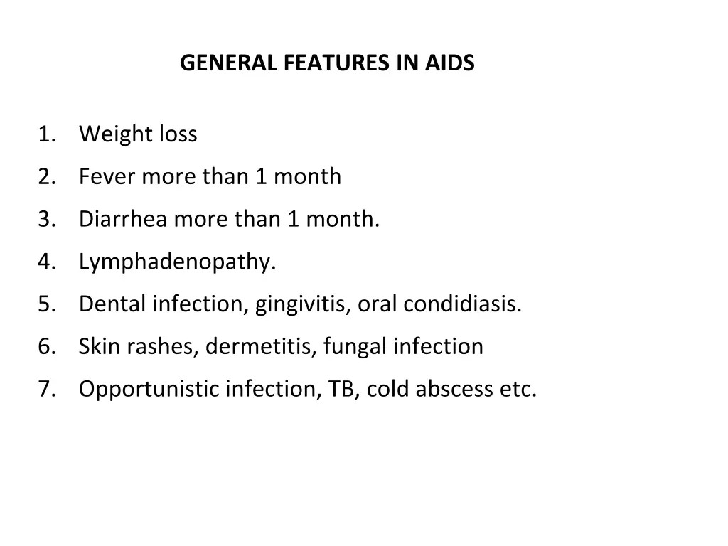 general features in aids