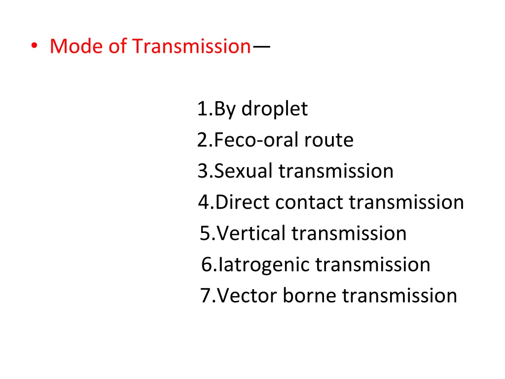 mode of transmission