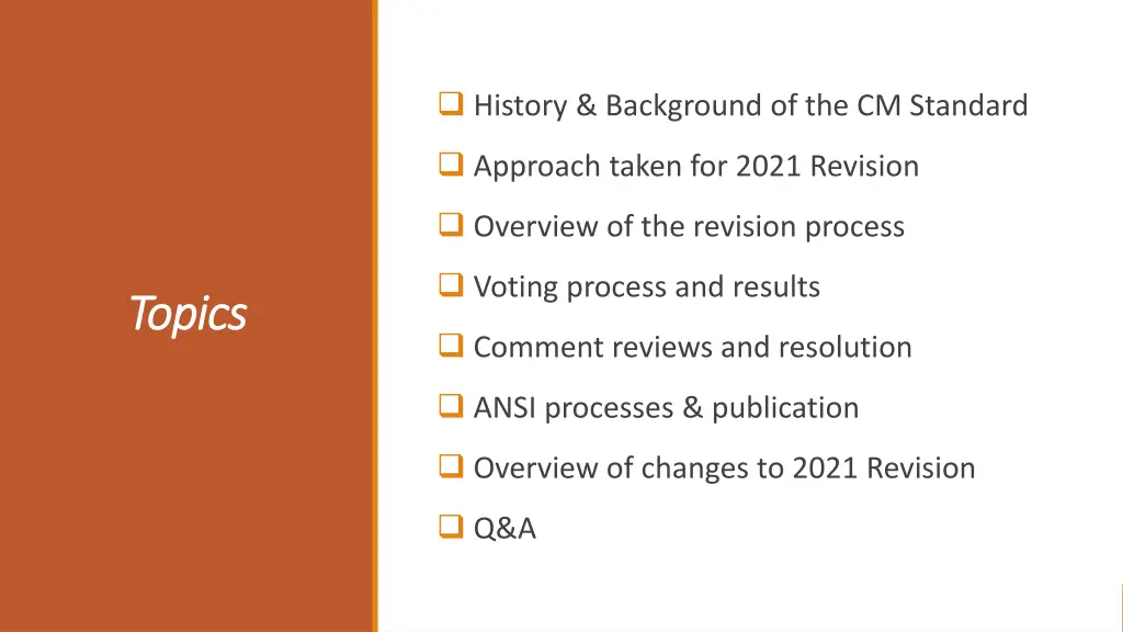 history background of the cm standard