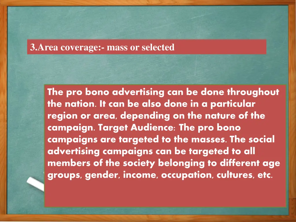 3 area coverage mass or selected