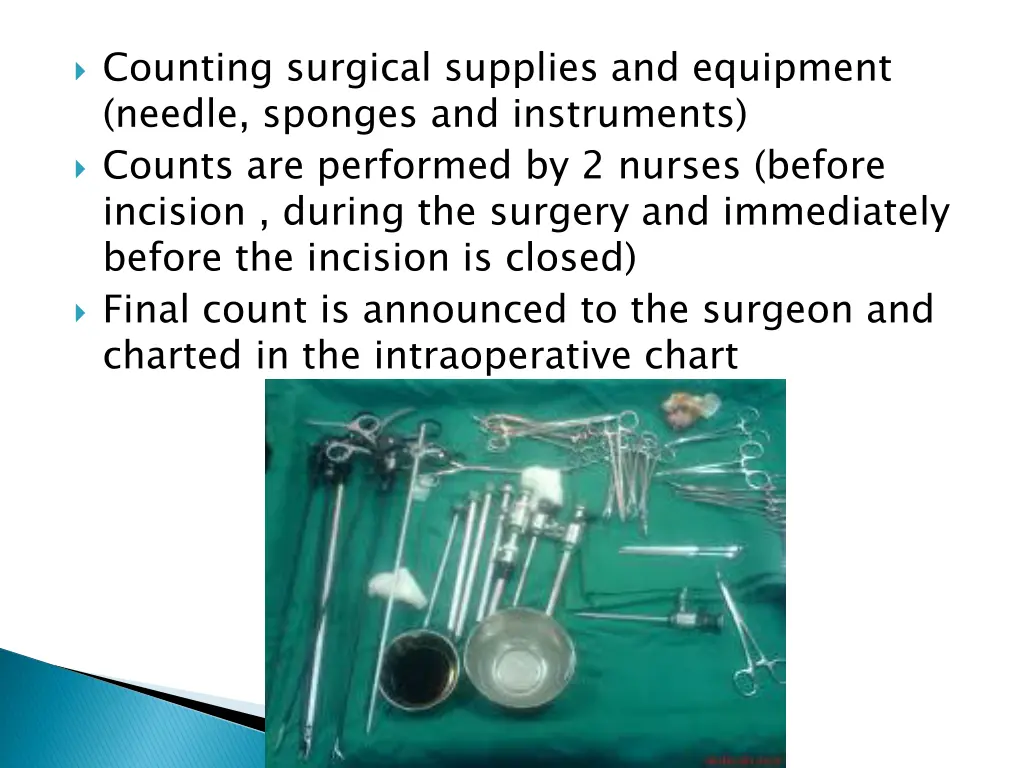 counting surgical supplies and equipment needle