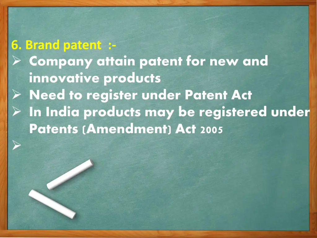 6 brand patent company attain patent