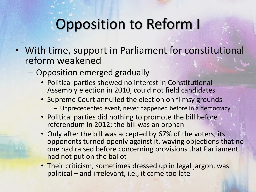 opposition to reform i